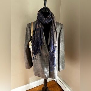 Ellen Tracy Checkered Wool Cashmere Silk Blazer sz 16